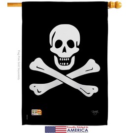Black Sam House Flags 2 pcs Pack Coastal Pirate Ship Skull Treasure Map Carribean Jolly Blackbeard Jack Small Decorative Gift Yard Banner Made In USA 28 X 40