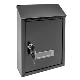 LyeXD Wall-Mount Mailbox, Galvanized Steel Rust-Proof Metal Post Box Locking Mailbox with Key, Metal Post Box Mailboxes for Outside, Black Mail Box for Apartments, Office