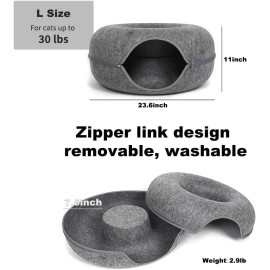 Large Cat Tunnel Bed for Indoor Cats with 3 Toys Scratch Resistant Donut Cat Bed