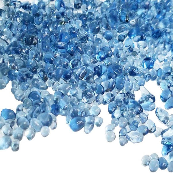 KISEER Clear Aquarium Glass Stone Bulk 1 LB Sea Glass Beads Gems Marbles Pebbles Gravel Rock for Aquarium, Fish Tank, Garden, Vase Fillers, Succulent Plants Decor (Sea Blue)