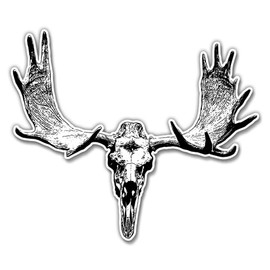 Moose Skull - 3" Vinyl Sticker - for Car Laptop Water Bottle Phone - Hunter Hunting Outdoor Nature Decal