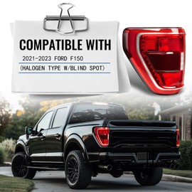 Tail Light Assembly Compatible with Ford F150 XL XLT 2021 2022 2023, F150 Halogen W/Blind Spot Taillight W/o Bulb & Harness, Left Driver Side, OEM: ML3Z13405C