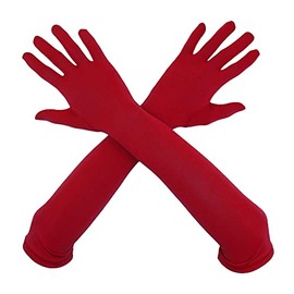 Gaoin Unisex 18" Elbow Length Stretchy Spandex Gloves for Costume Party Cosplay Bridesmaids (Red)