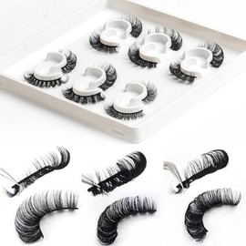 Wispy 3D 러시안 스트립 속눈썹, D 컬 속눈썹 스트립, 내추럴 페이스 밍크, 위스피스 밍크 위스피 페이크 인조 (6쌍) [D Curl mix 10paris] 3D Russian Strip Lashes, D Curl Strip Lashes, Natural Face Mink, Wispies Mink Wisp Fake Eyelashes (6 Pairs) [D Curl mix 10paris]