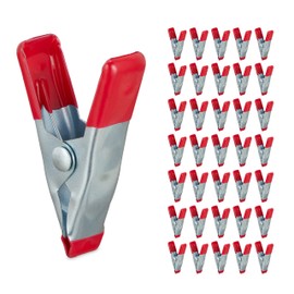 Relaxdays Clamps Set of 36, Glue Clamps for Crafts, Model Making, Metal, Span 20 mm, Clamping Clamps Small, Red