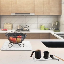 Drying Mat for Dishes,Draining Board Mats,Absorbent Drain Mat for Kitchen,Non-Slip,Heat Resistant,Marble Style -2 Pack
