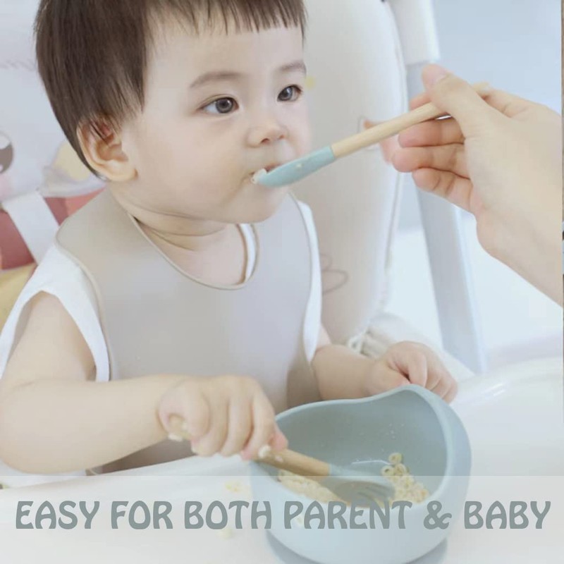 Ginbear Silicone Baby Spoons and Forks Self-feeding 12-18 Months, Soft-Tip