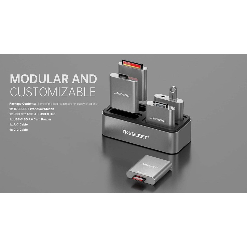 TREBLEET Workflow Station with USB-C SD 4.0 Card Reader and