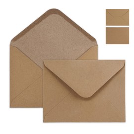 Mocraft Mocraft 50 Briefumschläge Ohne Fenster - Briefumschlag B6 mit Nassklebung 150g Briefumschläge Braun Vintage Kuvert B6 für Hochzeit Gruß-Karten Einladungen