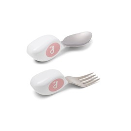 Doddl Fork & Spoon Cutlery Set for Children & Toddlers 12m+ 2 Piece Set Ergonomic Design Promote Self-Feeding (Dusky Rose)