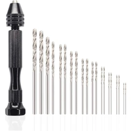 TAORAYO Precision Pin Vice with 20 Drills, Hand Drill, Noise-free, Drilling Resin, Plastic Model Tool, For DIY Carpentry, Handmade Craft Tool, Plastic Model Tool (0.02-1.2 inches (0.6-3.0 mm)