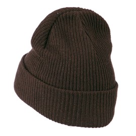 Eco Cotton Ribbed XL Cuff Beanie - Brown OSFM