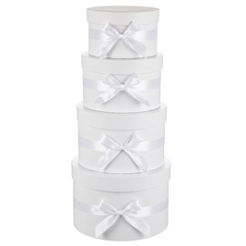 GnFlus Gift Boxes with Lids for Presents Set of 4 for Arrangements Flowers Wedding Birthday Valentines Bridesmaid Christmas Party White