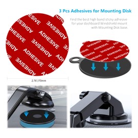 Dashboard Pad Mounting Disk Sticky Adhesive Replacement Kit, PKYAA 3pcs 2.76"(70mm) Circle Heat Resistant Double-Sided Stickers for Suction Cup Car Phone Holder Disc & Windshield Dash Cam