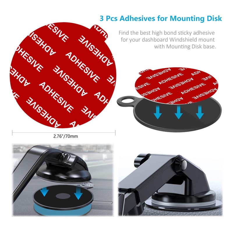 Dashboard Pad Mounting Disk Sticky Adhesive Replacement Kit, PKYAA 3pcs