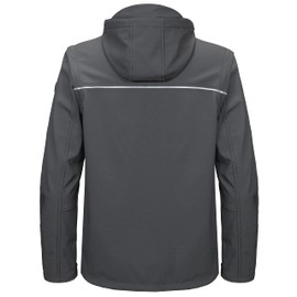 Little Donkey Andy Men's Softshell Jacket with Detachable Sleeves and Hood, Fleece Ski Snow Rain Coat Gray Size XXL