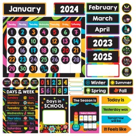 Decorably 143 Pcs Classroom Calendar Set Bulletin Board - School Calendar for Classroom, Bulletin Board Calendar for Classroom, Calendar Classroom Set, Classroom Calendars
