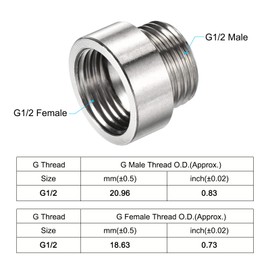 MECCANIXITY Stainless Steel Extension Pipe Fitting 10mm G1/2 Female to G1/2 Male Thread Reducer Coupling Adapter Connector Pack of 2