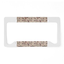 CafePress Vintage Antique Victorian Rose Cream Ivory Floral Aluminum License Plate Frame, License Tag Holder