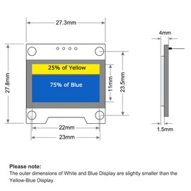 IZOKEE 0.96'' I2C IIC 12864 128X64 Pixel OLED LCD Display Shield Board Module SSD1306 Chip 4 Pin for Arduino Display Raspberry Pi 51 Msp420 Stim32 SCR (Pack of 3pcs, Yellow-Blue-IIC)