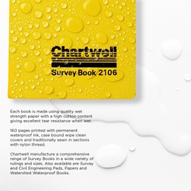 Exacompta - Ref 2106Z - Chartwell Casebound Field Survey Book - 106 x 205mm in Size, Excellent Strength When Wet, Ideal for Use Outside, Lined With 2 Lines, Yellow