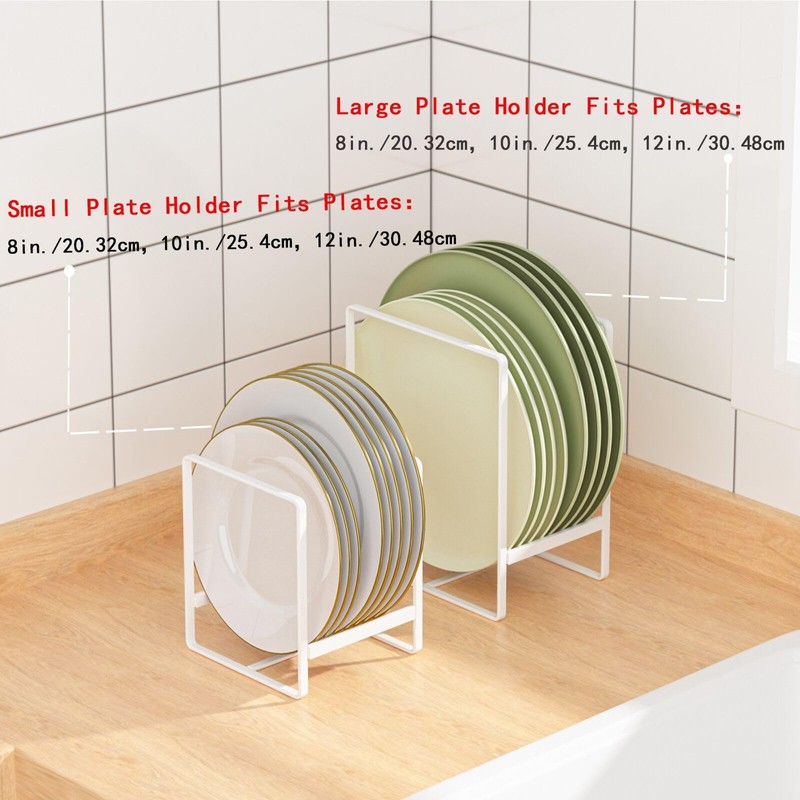 Hikinlichi 2 Pack Plate Holders Organizers Upright Cabinet Dish Drying