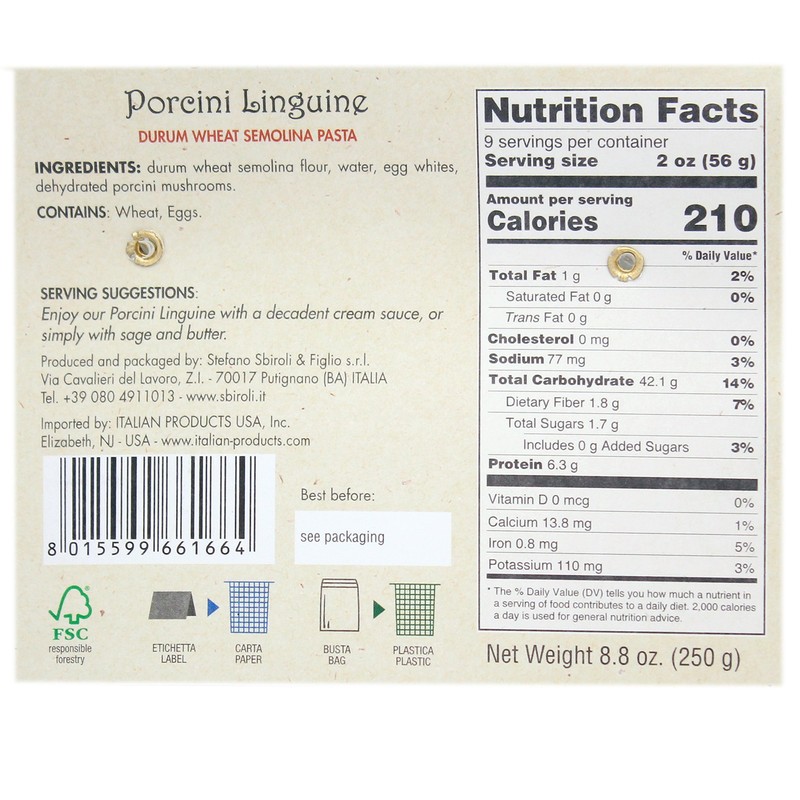 Porcini Mushroom Linguine Pasta - 8.8oz (250gm) - 4 Pack