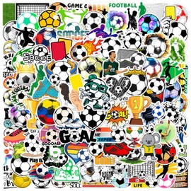 100pcs Soccer Sport Stickers for Water Bottle, Cool Soccer Gift Vinyl Waterproof Decal for Kids Teen Boy Adult Laptop Phone Skateboard Guitar Luggage Notebook Helmet (100pcs Soccer)