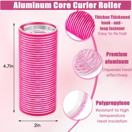 WILLBOND 4 Pcs Long Hair Rollers for Bangs Aluminum Core Curlers Thermal Self Grip Roller for Long and Medium Hair Women Hairstyle(4.7 x 2 Inch,Rose Red)