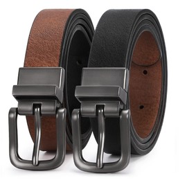 VONMELLI Boys Reversible Leather Belt School Uniform Casual Jeans Pants Belt for Kids Black Brown M