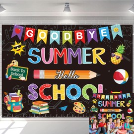 Goodbye Summer Hello School Backdrop First Day of School Backdrop Welcome Back To School Photography Background Teachers Students Classroom Party Decoration Background (6X4FT (180x120cm))
