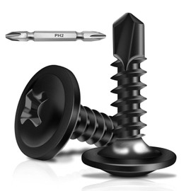 Wavanta 50Pcs Self Tapping Screws, M4.2 x 16mm Wafer Head Self Drilling Screws for Metal, Stainless Steel Self Tapping Screw, Black Oxide, Tek Screw with Screwdriver Bit