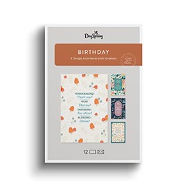 DaySpring - Encouraging You - 4 Floral Card Birthday Assortment with Scripture - 12 Birthday Boxed Cards & Envelopes (U1198)