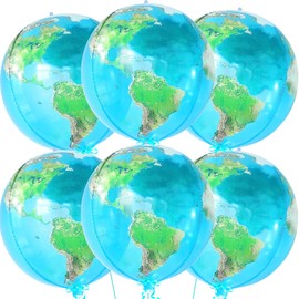Big, 22 Inch Earth Bubble Balloons - Pack of 6, Globe Balloons | 360 Degree Sphere Earth Balloons for Earth Day Decorations | Transparent World Map,Big, 22 Inch Globe Balloons - Pack of 6
