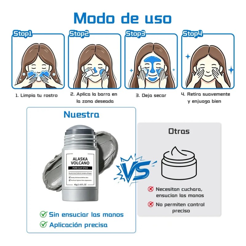 Mascarilla Barra Arcilla Volcánica, Purificación Y Luminosa