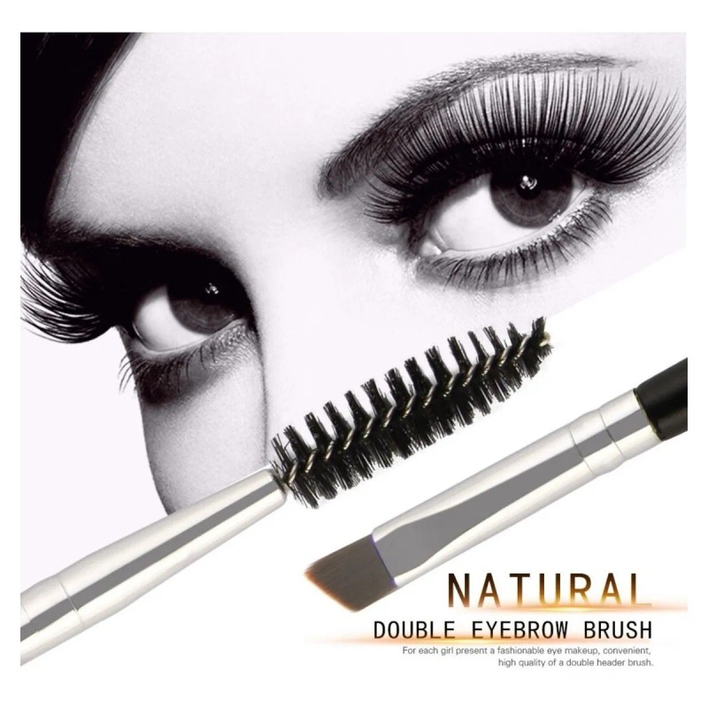 Brocha Doble Para Ceja Con Cepillo Pincel Cosmético 1pz Full