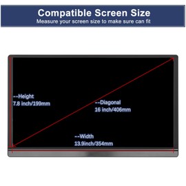 MUBUY-GOL 16 Inch Portable Monitor Tempered Glass Screen Protector for 16" ARZOPA/MNN/KYY/VILVA/ASUS/FANGOR/ViewSonic/QQH Portable Monitor, 9H Anti Scratch & Bubble Free（not fit 16.1）