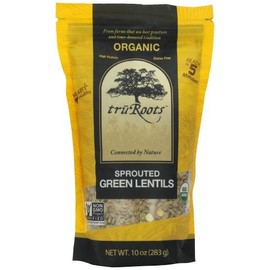 truRoots Organic Sprouted Green Lentils, 10-Ounce Pouches (Pack of 6) by truRoots