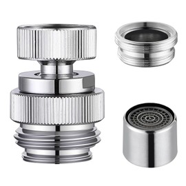 MINGOR-Style Sink Faucet Adapter Kit Swivel Aerator Adapter to Connect Garden Hose - Multi-Thread Garden Hose Adapter for Female to Male, Polished Chrome