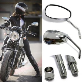 DREAMIZER Chrome Motorcycle Handlebar Mirrors Rearview Side Mirrors for Scooter Street Bike Cruiser Chopper Sport Bike ATV