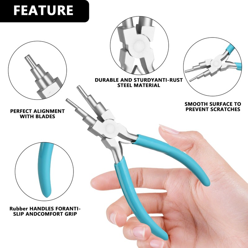 2 Pieces 6 in 1 Jewelry Pliers Jewelry Making Tool