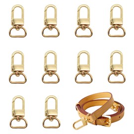 XCSJ Carabiner Hook for Bags, Carabiner Hook with Swivel, 360° Rotatable, Zinc Alloy, Bag Accessories, Key Carabiner for Bags, Keyrings, DIY, 10 Pieces (Gold, 1.6 cm)