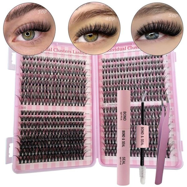 Individual False Eyelashes Kit, 640pcs Mixed Length & Styles Natural