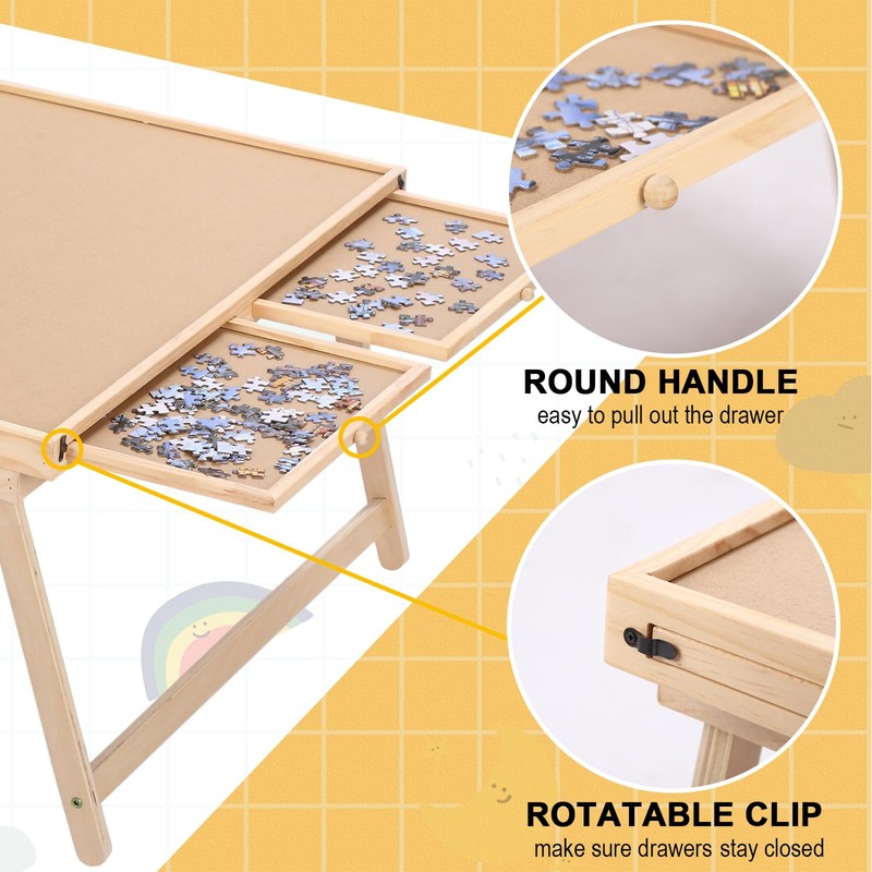 Yacona Puzzle Board 1500 Pieces,34.3”x 26” Jigsaw Puzzle Table with