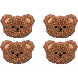 4Pcs Brown Plush Iron On Patches, Cute Bear Patches Cartoon Clothes Appliques Creative Animal Badges, Soft Sewing Appliques DIY Sewing Patches, Embroidered Appliqué Patches