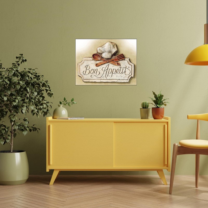 BON APPETIT METAL TIN WALL PLAQUE SIGN NOVELTY GIFT KITCHEN