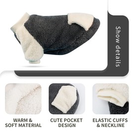 LESYPET Dog Sweaters for Small Dogs, Fleece Dog Sweater Small Dog Clothes Warm Puppy Coat Dog Pullover for Small Dogs Girl Boy, Grey Medium