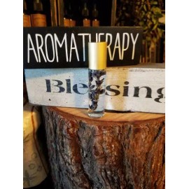 Unbranded LAVENDER ESSENTIAL OIL ROLLER BOTTLE with lavender buds