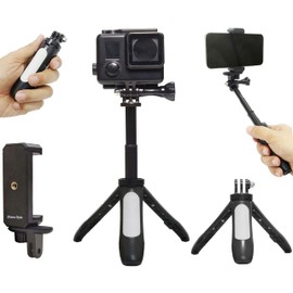 2-Way Extension Pole, Monopod, Tripod, Wearable Camera, Smartphone, Digital Camera, Photography, Telescopic Extender, Stick, Grip, Handle, Selka Stick, Smartphone Holder, 1/4 inch Mount Converter