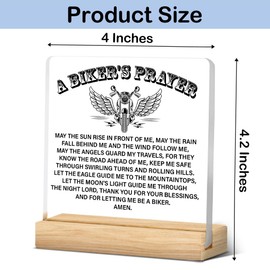 Biker Gifts for Women Men - Gifts for Bike Lover Rider Motorcycle - Bike Lover Desk Decoration - Biker's Prayer Acrylic Sign Keepsake Present Home Office Decor 4 x 4.2 Inches